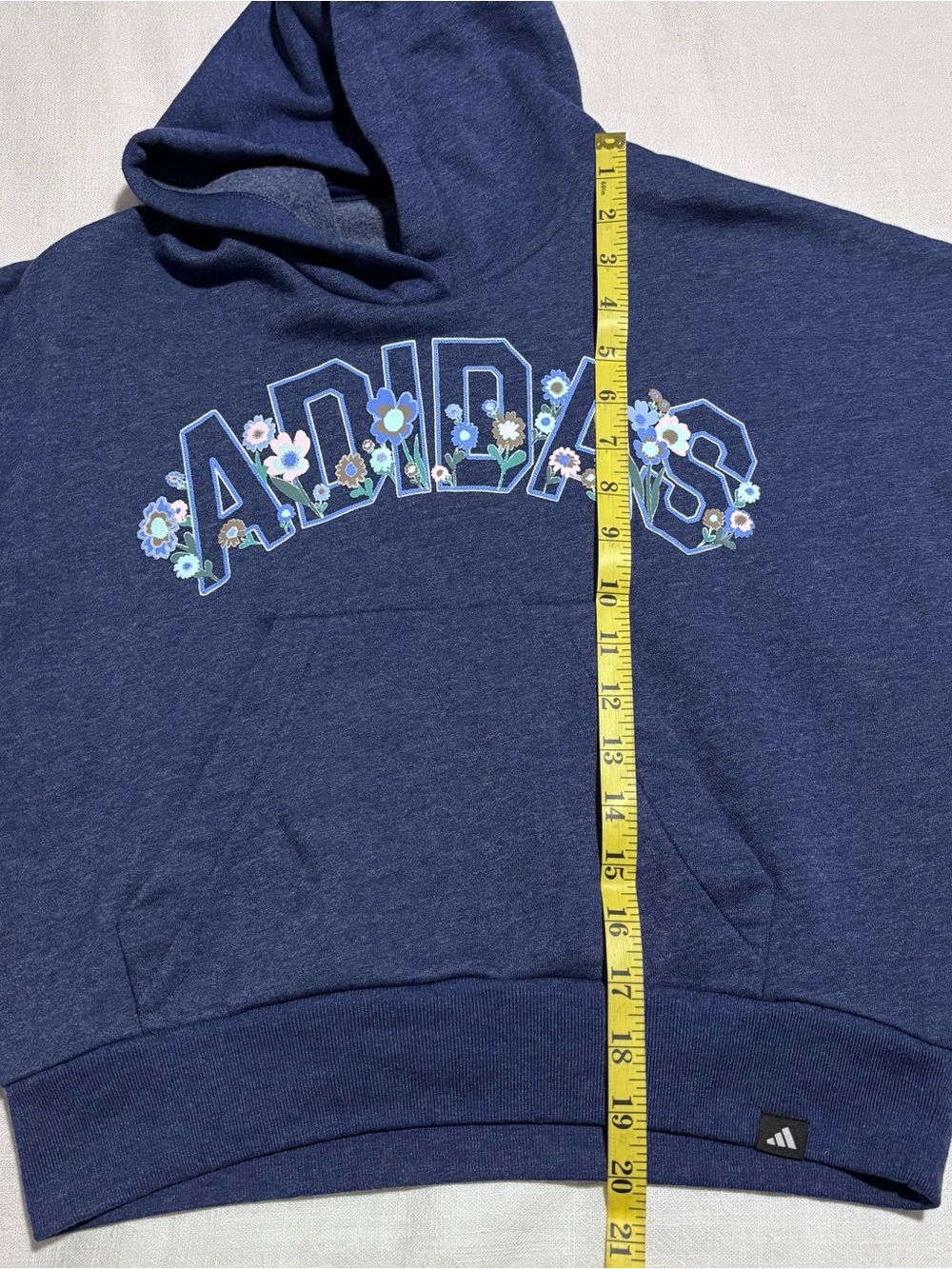 Girls Adidas Long Sleeve Graphic Fleece Hoodie | Navy Blue | Size Medium (10/12) - Picture 7 of 9